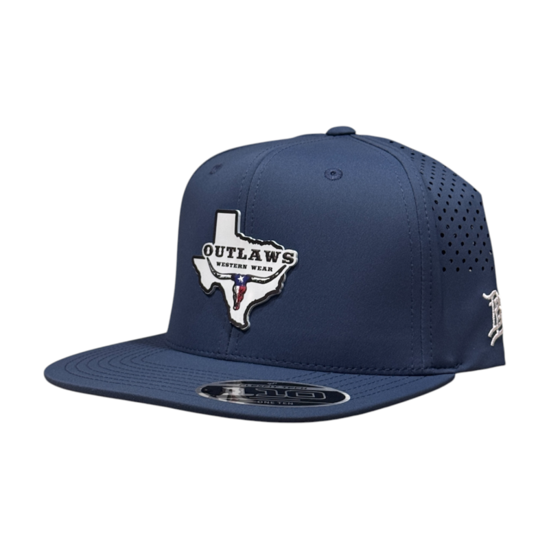 Outlaws Western Wear® Navy Flat Bill Performance Cap - PVC Texas Map Patch Exclusive OBBPVC-17