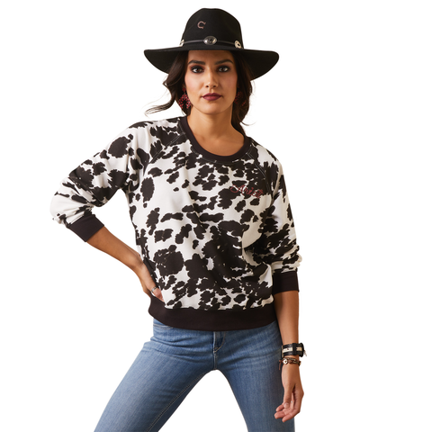 Ariat Cow Print Crew Sweatshirt 10043681