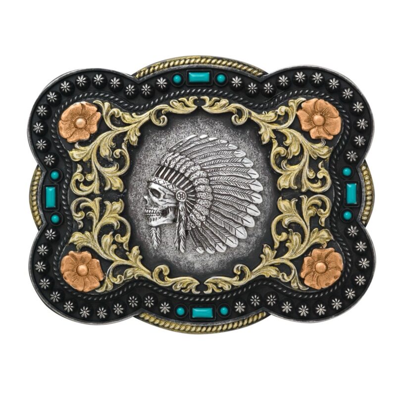 Nocona Indian Chief Skull Belt Buckle 37038
