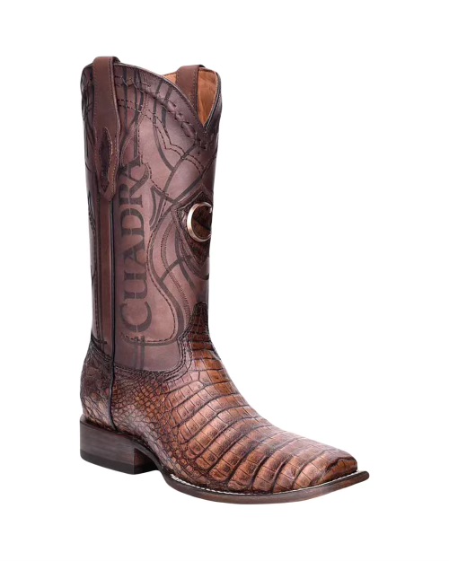 Men's Cuadra Honey Brown Caiman Belly Square Toe Boots CU620