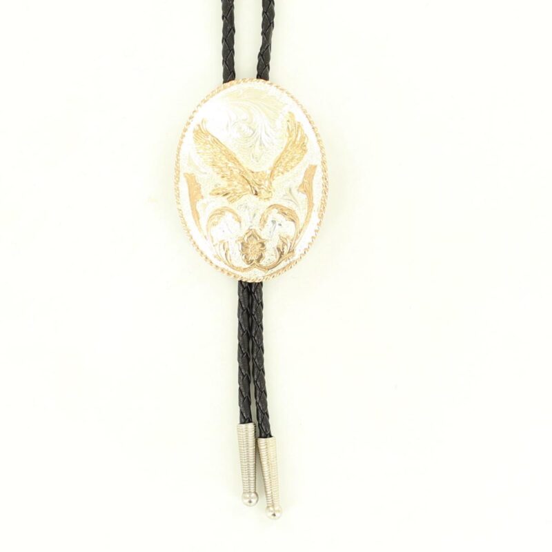 Oval Eagle Silver/Gold Bolo Tie C10836