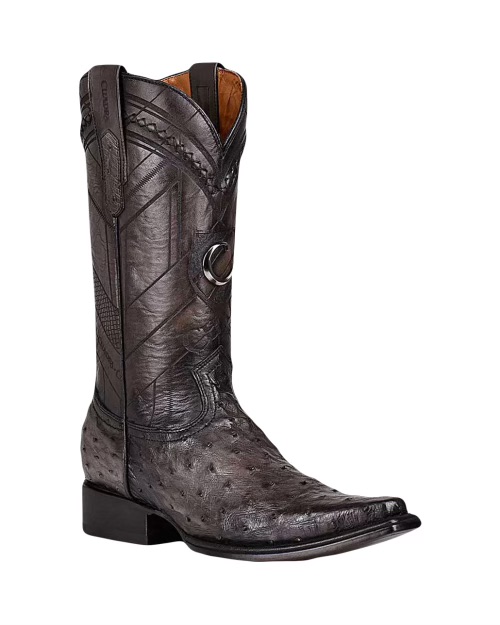 Men's Cuadra Narrow Square Toe Black/Grey Full Quill Ostrich CU603