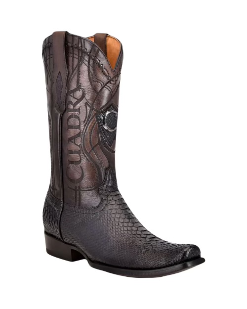Men's Cuadra Narrow Square Toe Black Python Boots CU607