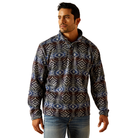 Men's Ariat Wesley Jetty Gray Serape Print Pullover Sweatshirt 10046145