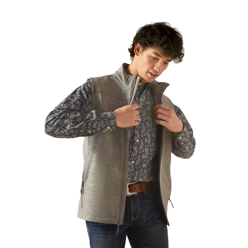 Men's Ariat 2.0 Vernon Jetty Grey Embossed Vest 10046791