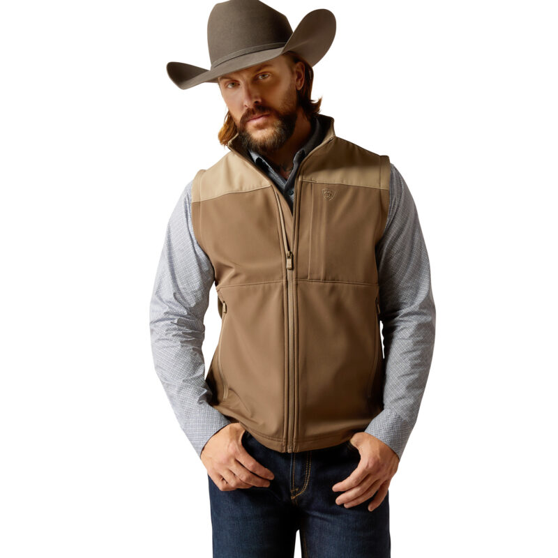 Men's Ariat Wyatt Softshell Brindle Major Brown Vest 10052596
