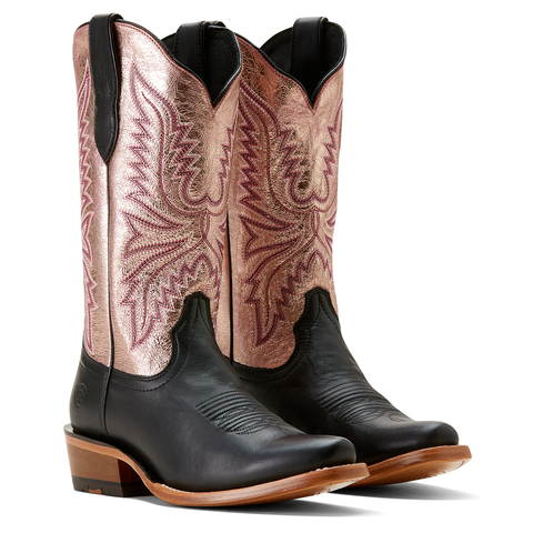 Women's Ariat Futurity Flash Western Black/Rose Gold Shine Boot 10053610