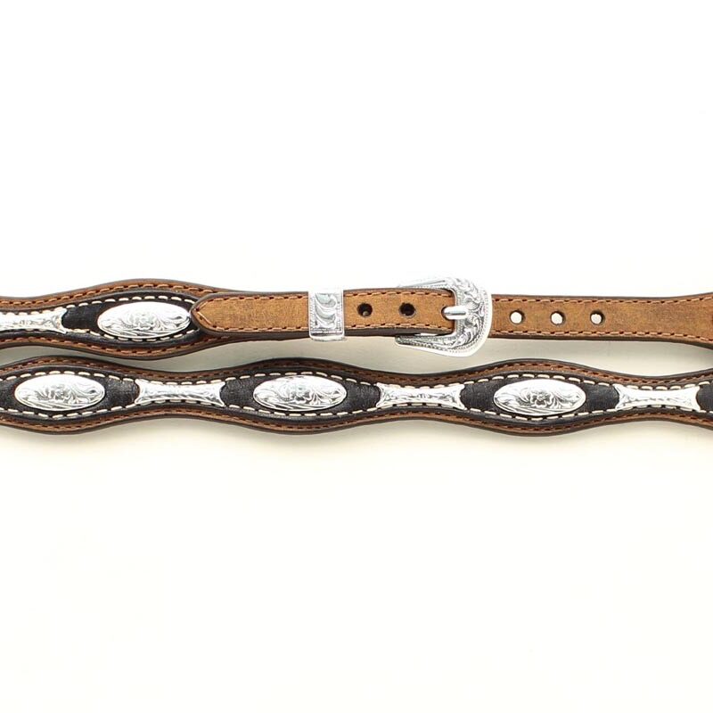 Genuine Leather Scalloped Oval Conchos Hatband 02396107