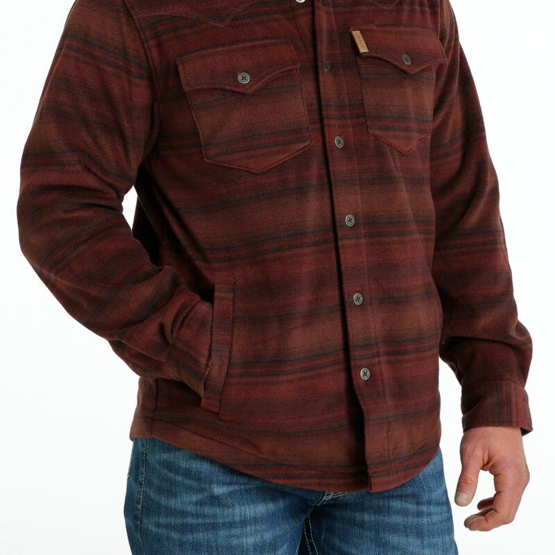 Men's Cinch Printed Polar Fleece Red Shirt Jacket MWJ1580003