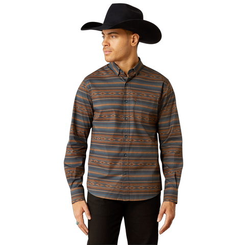 Men's Ariat Mayor Modern Fit Turquoise Brown Shirt 10054061