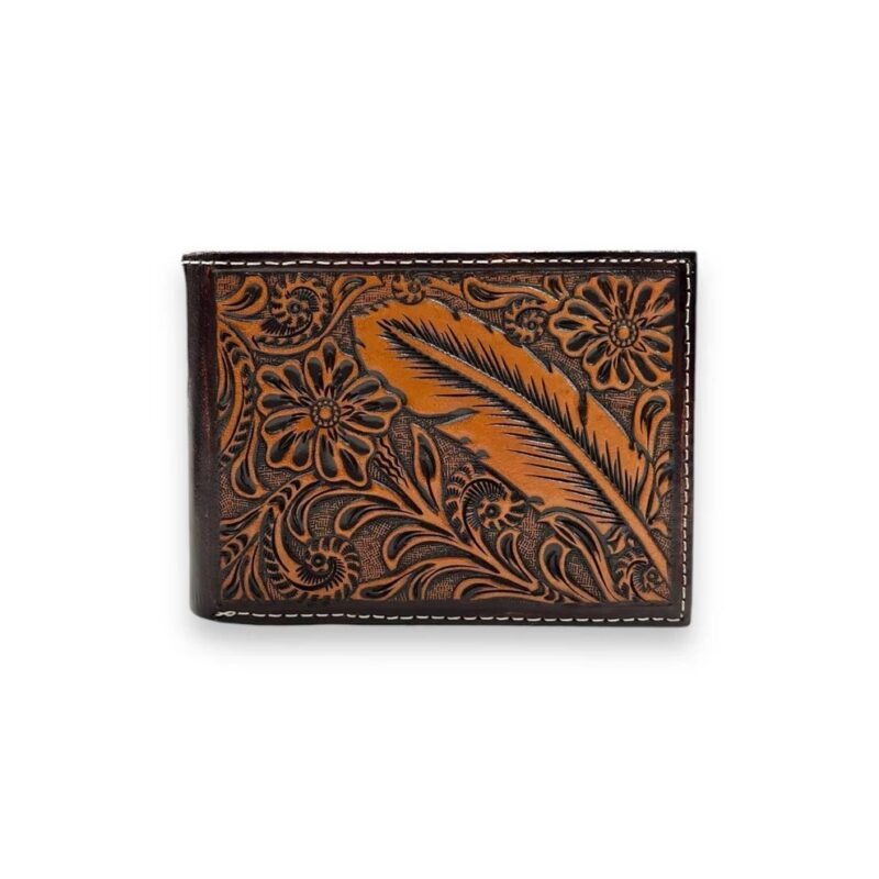 Ariat Bifold Feather Embossed Brown Wallet A3557602