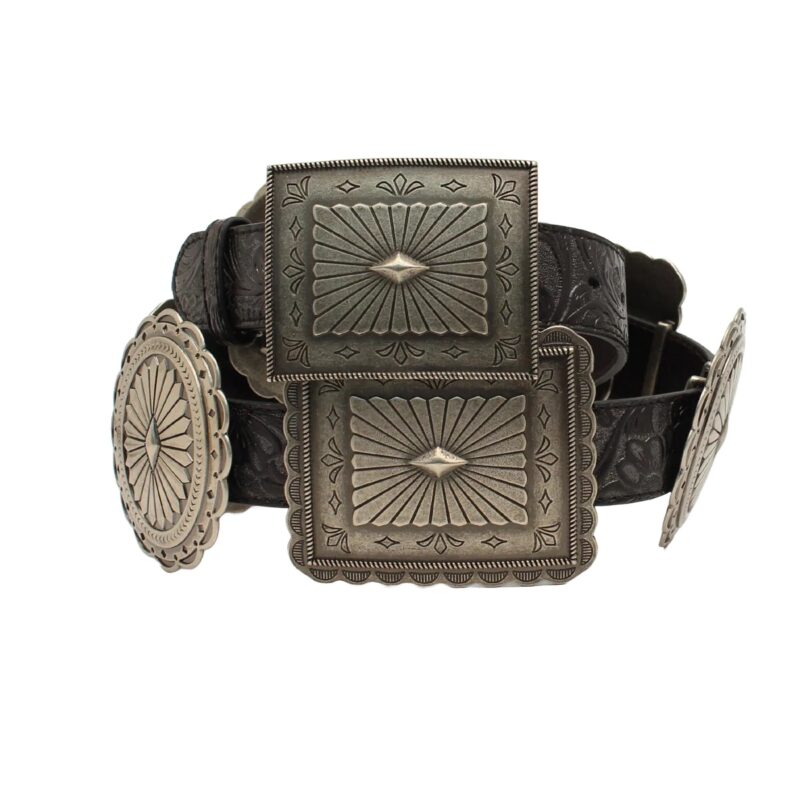Women's Ariat Oval Rectangle Black Conchos Belt A1531801