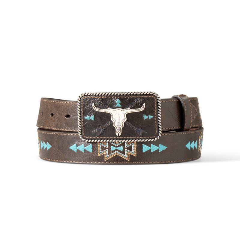 Women's Ariat Cow Skull Arrow Brown Belt A1565834