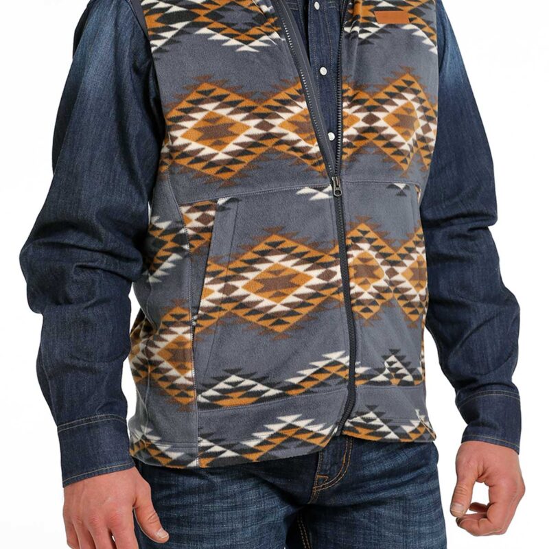 Men's Cinch Fleece Blue Vest MWV1585003