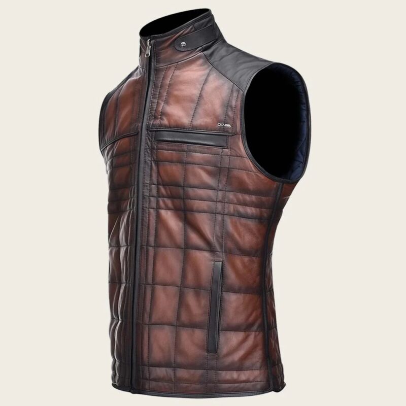 Men's Cuadra Ovine Brown Leather Reversible Vest JC105