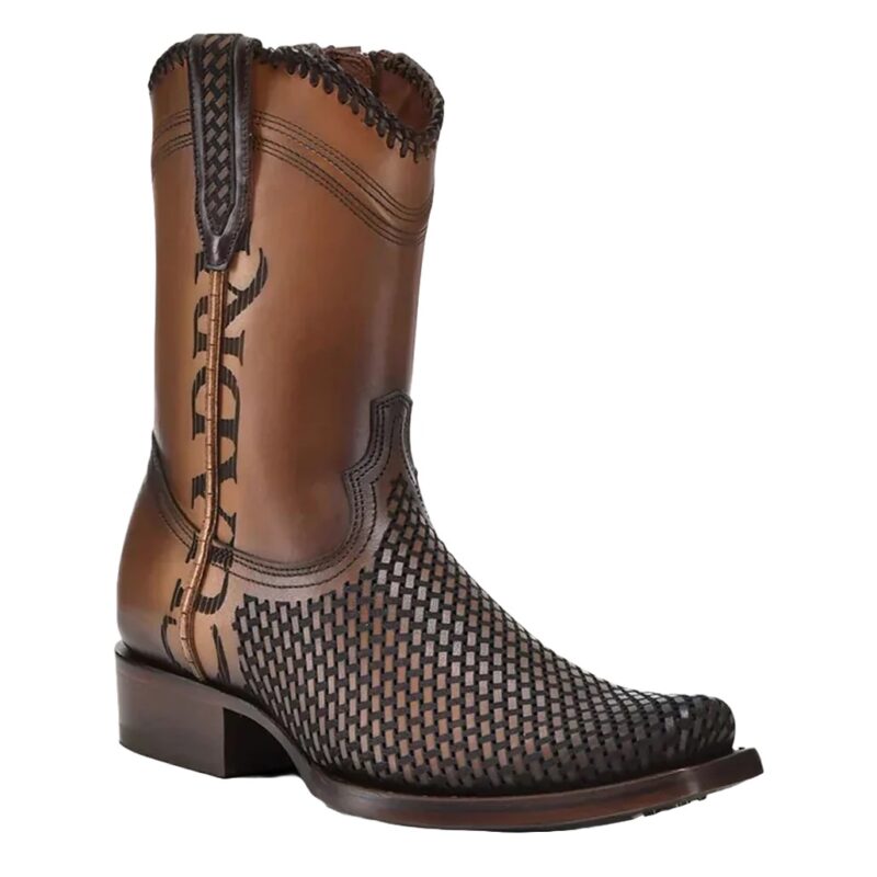 Men's Cuadra Denver Brown Laser & Woven Narrow Square Toe Boots CU817