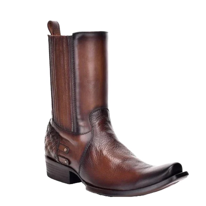 Men's Cuadra Studded Honey Brown Zipper Boots CU406