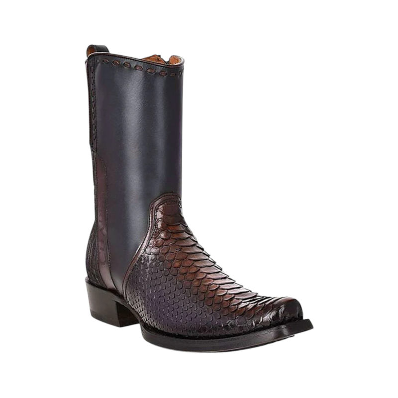 Men's Cuadra Black Chocolate Python Snake Urban Zipper Boots CU557