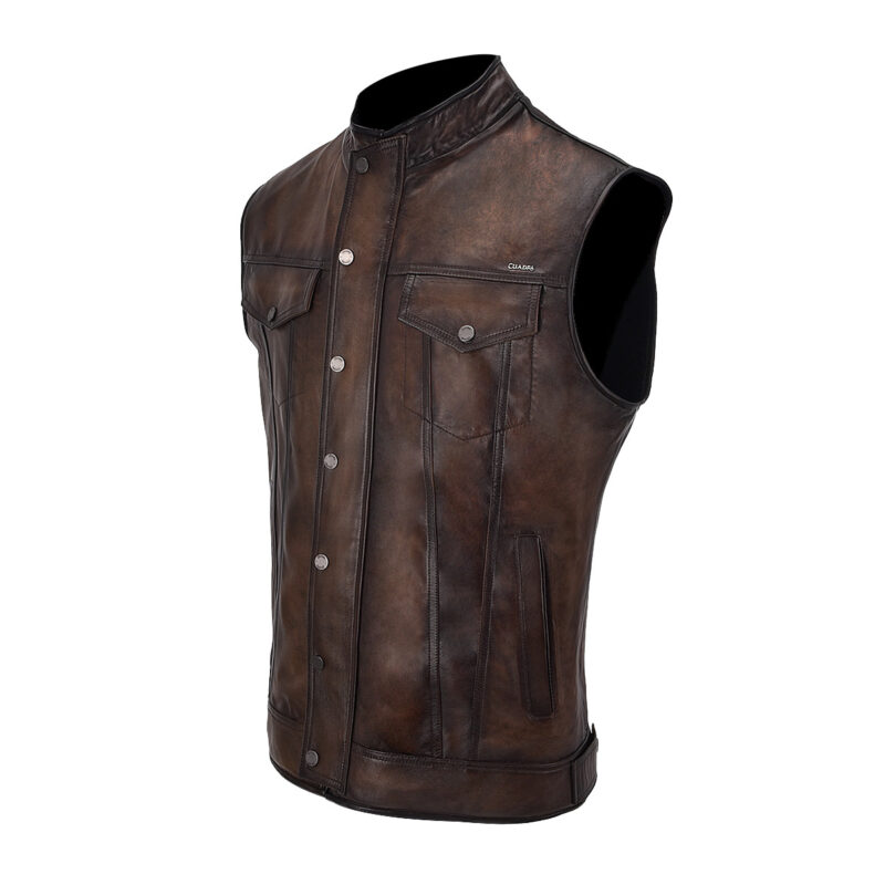 Men's Cuadra Vintage Cappucino Leather Brown Reversible Vest JC231