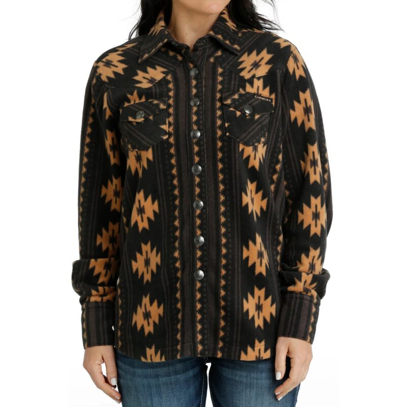 Women's Cinch Southwest Print Polar Fleece Black Shirt Jacket  MAJ9859002