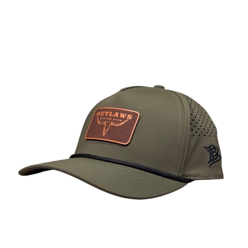 Outlaws Western Wear® Loden Curved Performance Cap - Leather Patch Exclusive OBBLEA-06