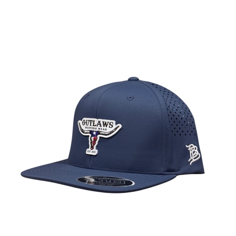 Outlaws Western Wear® Navy Flat Bill Performance Cap – PVC Texas Patch Exclusive OBBPVC-08