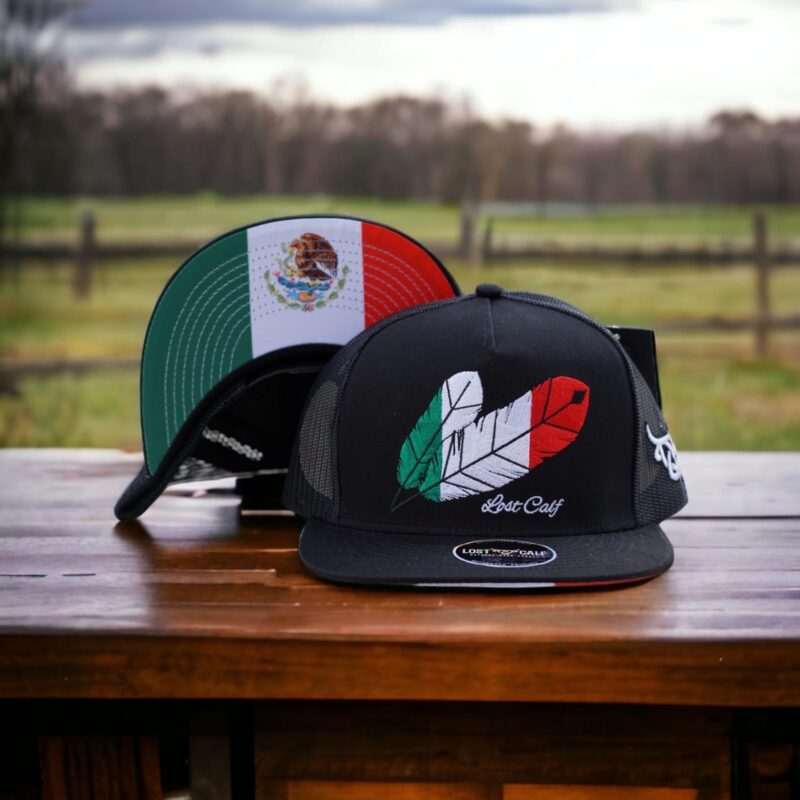Lost Calf Flat Bill Mexico Feather Black Cap