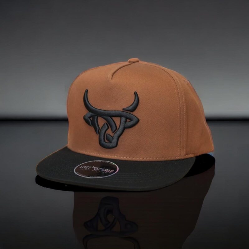 Lost Calf Flat Bill Brown Black Classic Logo Cap