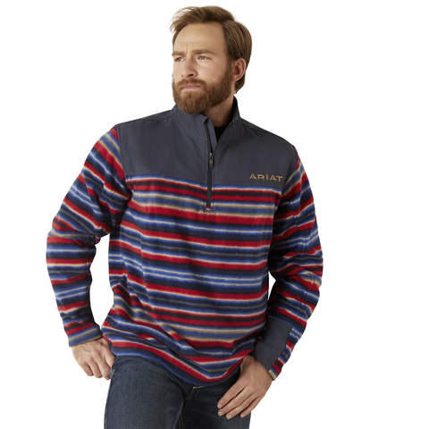 Men's Ariat Basis 2.0 1/4 Sweatshirt Red Blue 10046142