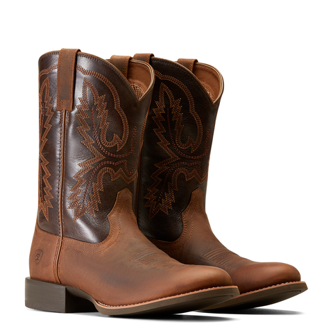 Men's Ariat Sport Stratten Round Toe Brown Cowboy Boot 10046871