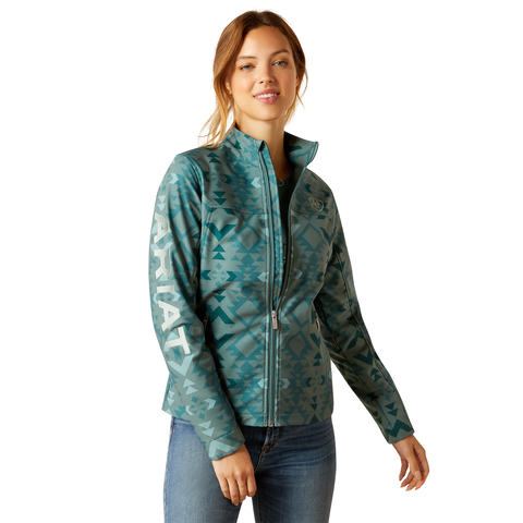 Women's Ariat Team Logo Green Pinewood Softshell Jacket 10046488
