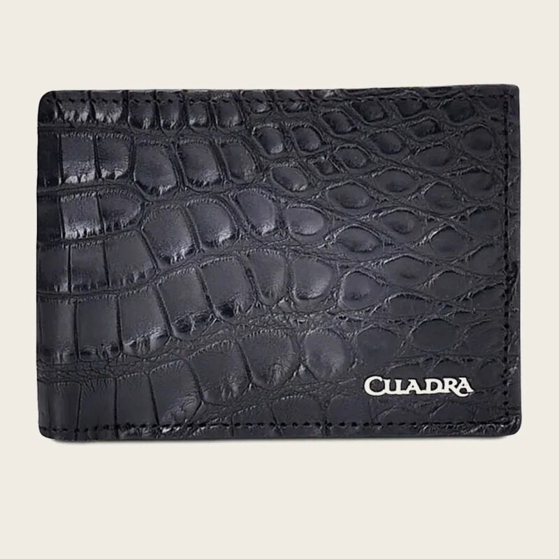Cuadra Genuine Black Alligator Bifold Handmade Wallet DU466