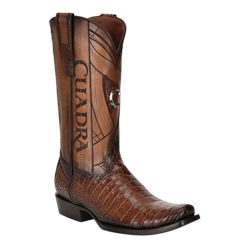 Men's Cuadra Morelet's (Moreletii) Honey Brown Crocodile Back (Lomo) Narrow Square Toe Cowboy Boots CU700