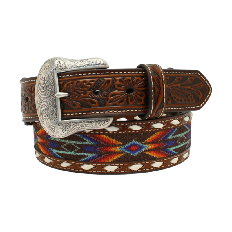 Men's Nocona Brown with Aztec Embroidery Western Belt N210002697