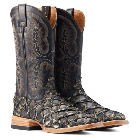 Men's Ariat Deep Water Distressed Black Pirarucu Western Boot 10044420