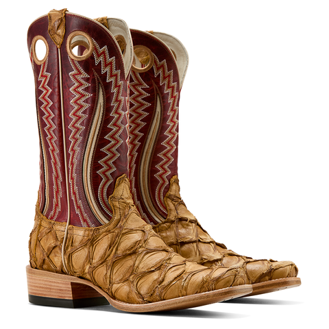 Men's Ariat Genuine Pirarurcu Fish Saddle Brown Fame Narrow Square Cowboy Boots 10058165