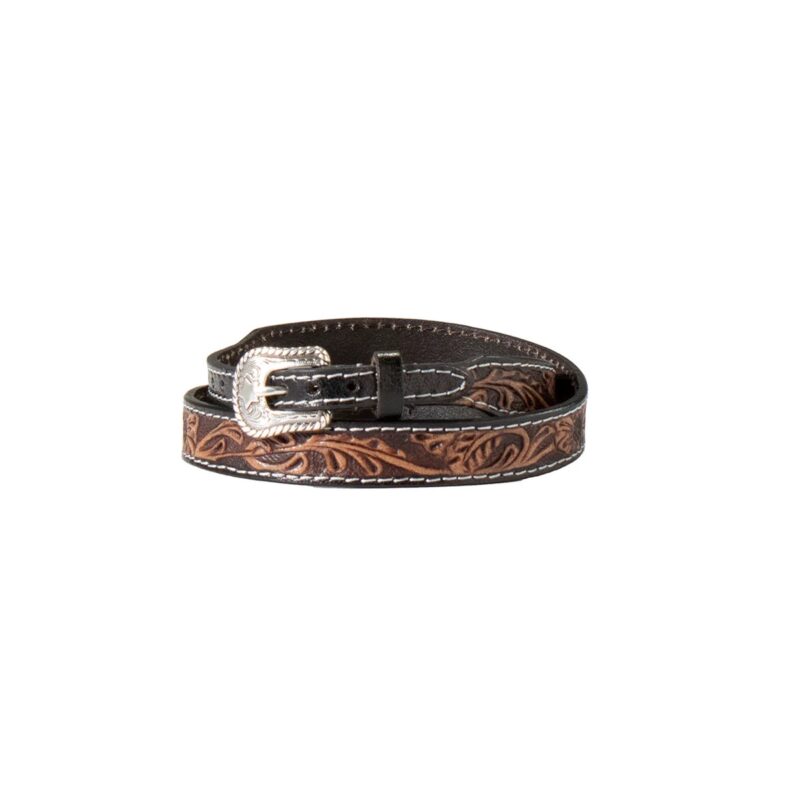 Genuine Leather Twister Western Mens Hatband Tooled Floral Brown 02807133