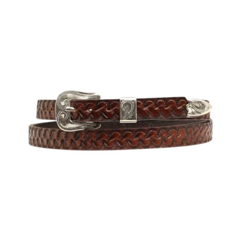 Genuine Leather Twister 3/8 Brown Tooled Hatband 0201002