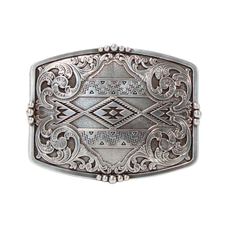 Nocona Rectangle Aztec Floral Western Belt Buckle 37019