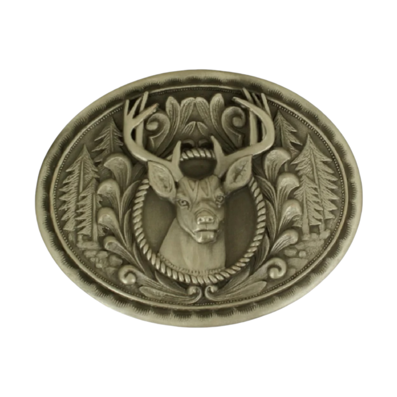 Nocona Silver Large Buck Western Belt Buckle 37992