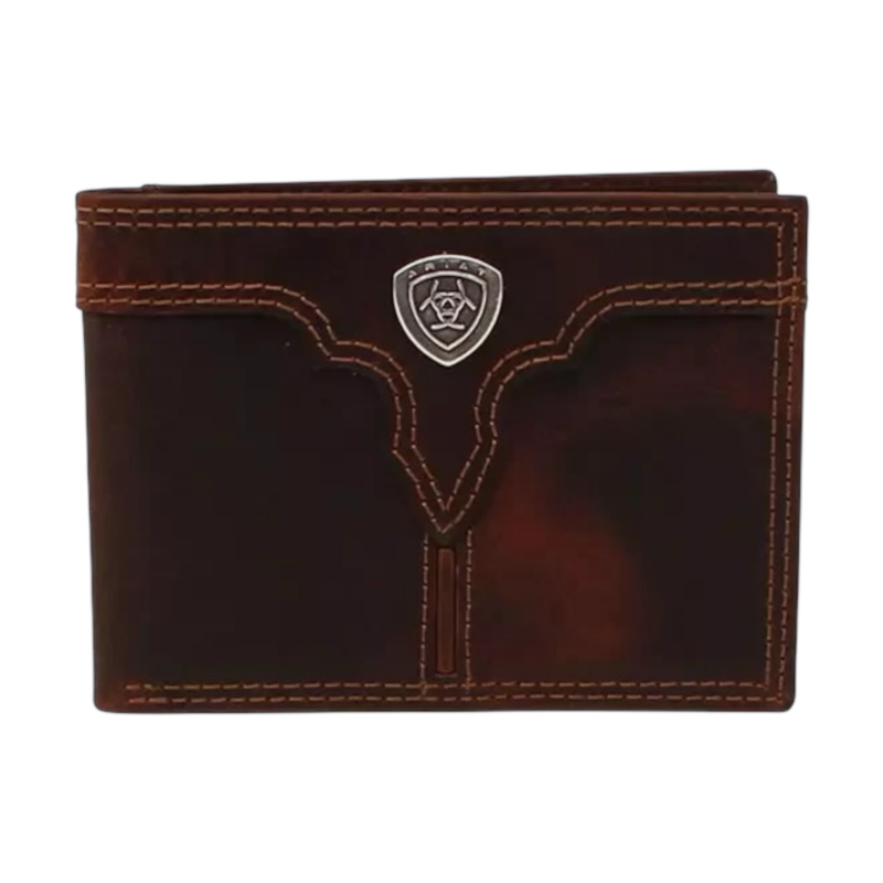 Ariat Men's Center Bump Shield Brown Bifold Wallet A3550202