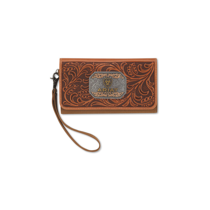 Women's Ariat Evelyn Tooled Tan Leather Western Wallet A770021208