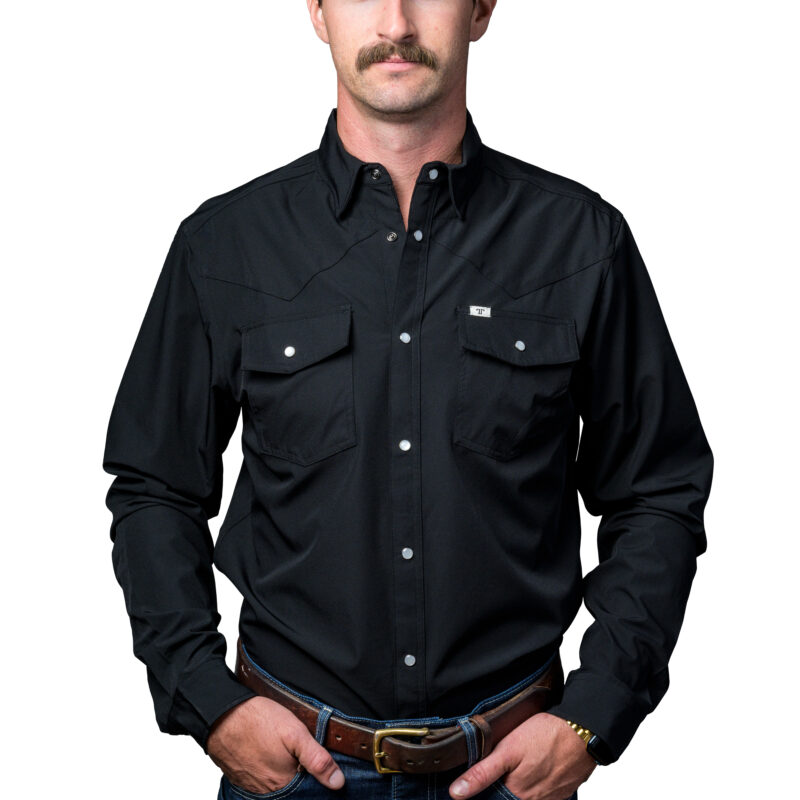 Men's Ferrell Brand Core Black Long Sleeve Snap Shirt FSL1002335