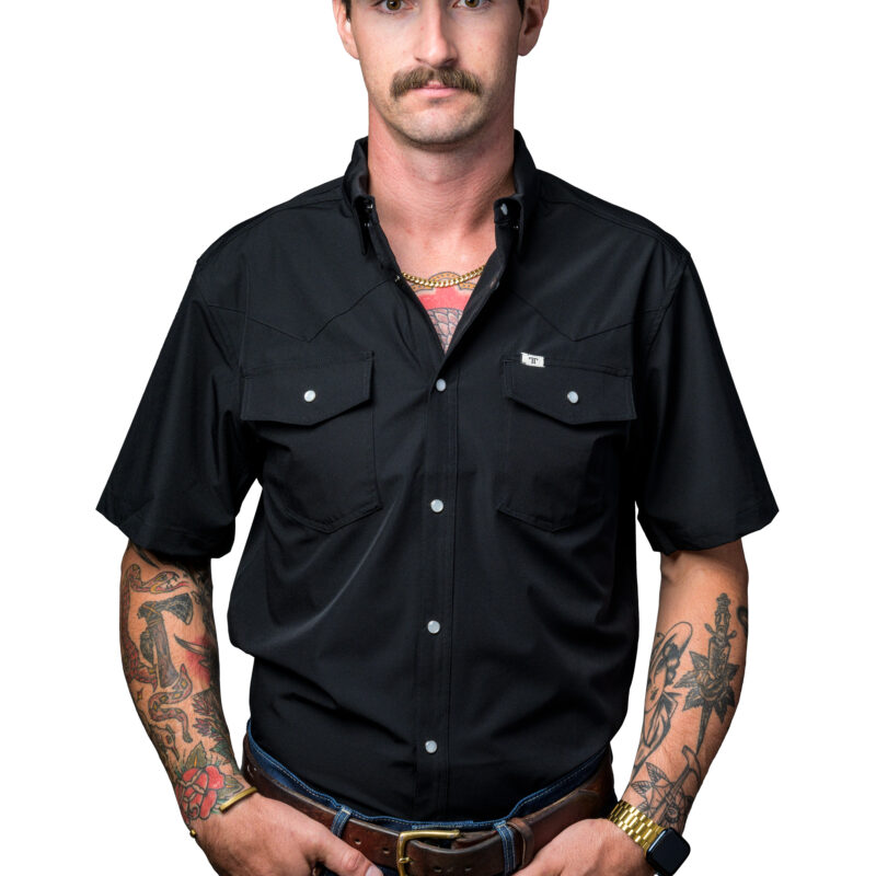 Men's Ferrell Brand Core Black Short Sleeve Snap Shirt FSS1002335