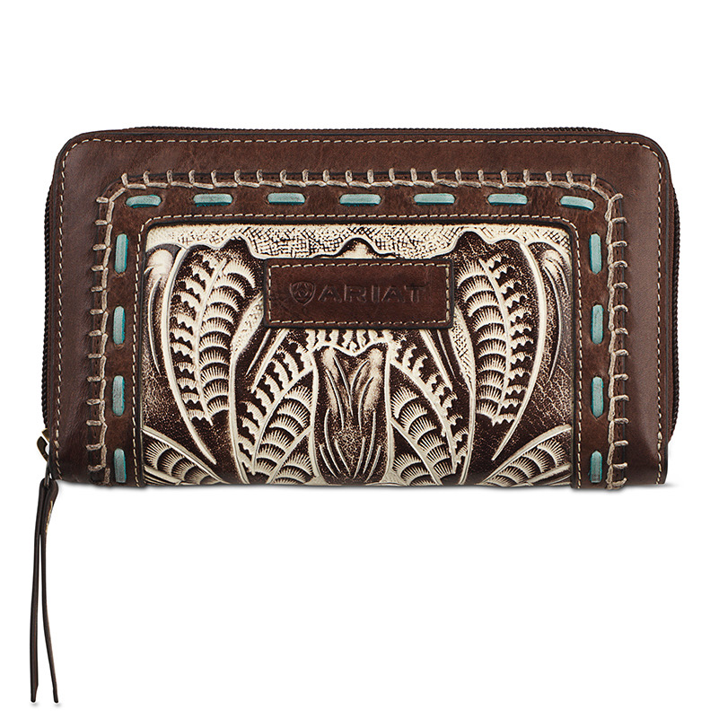 Women's Ariat Tori Dark Brown Western Leather Wallet A770011634