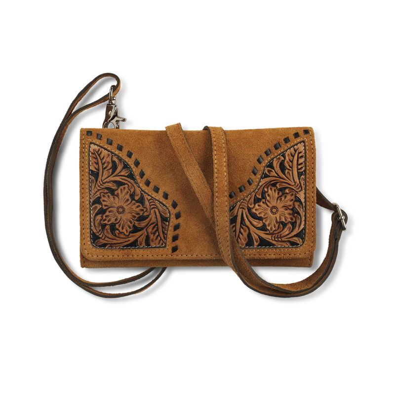Women's Ariat Sierra Clutch Crossbody Style Western Tan Leather Wallet A770019408