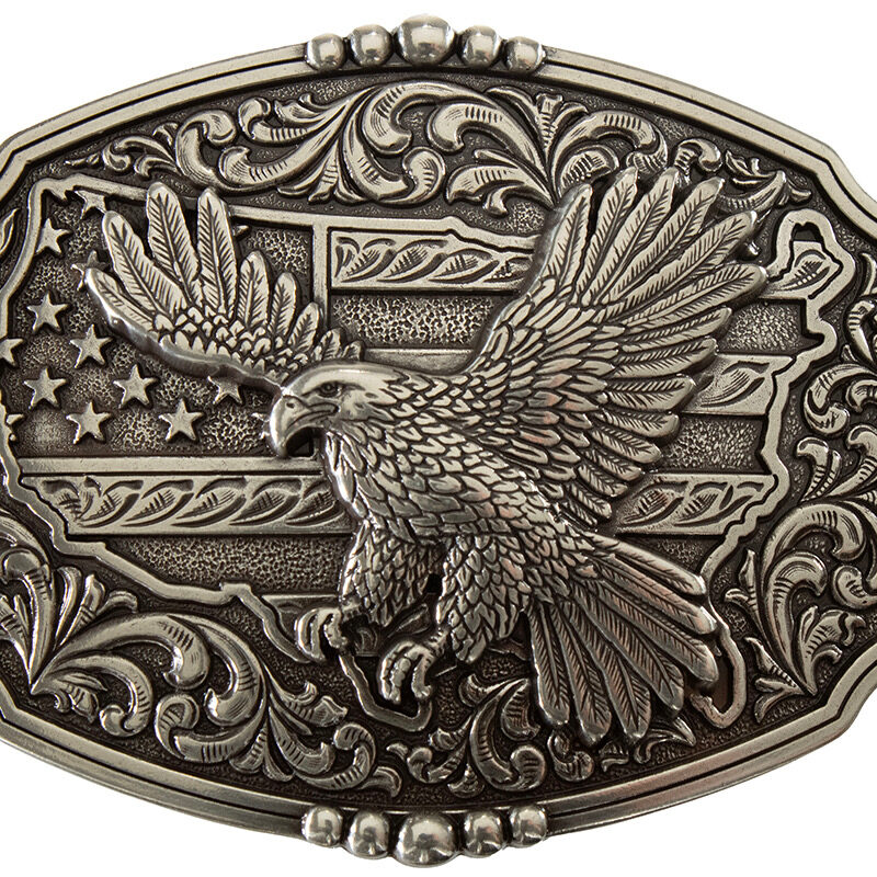 Nocona American Flag Eagle Rectangle Western Belt Buckle 37944