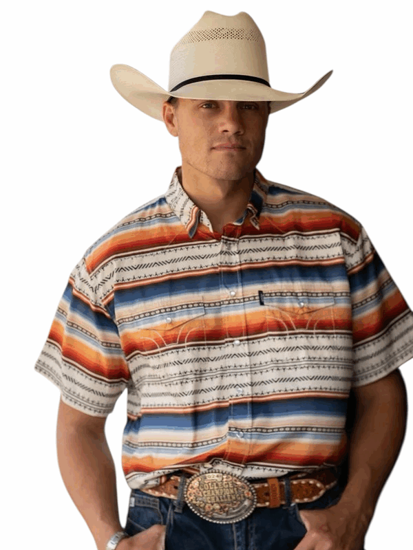 Men's Hooey "Sol" Serape Short Sleeve Pearl Snap Shirt HT1861SP