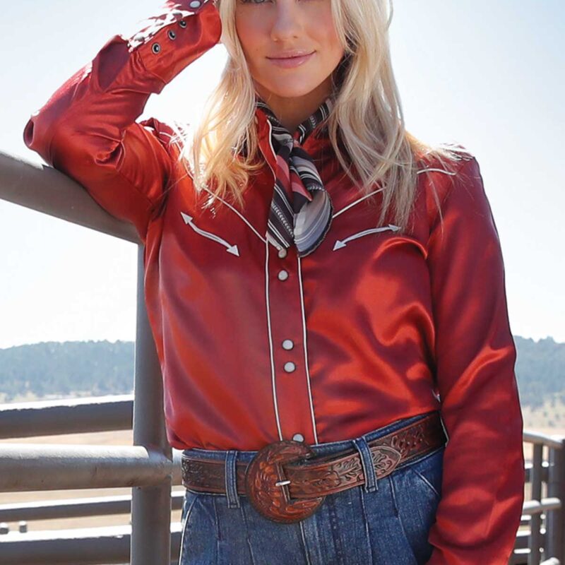 Women's Cruel Denim Red LS Vintage Red Western Shirt CTW7466011