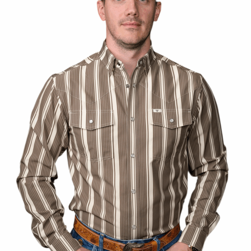 Men's Ferrell Brand Atlas Green Long Sleeve Snap Shirt FPL1002592